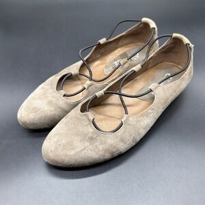 Earthies by Earth Essen Slate Suede Elastic Strap Ballet Flats Womens 5.5B